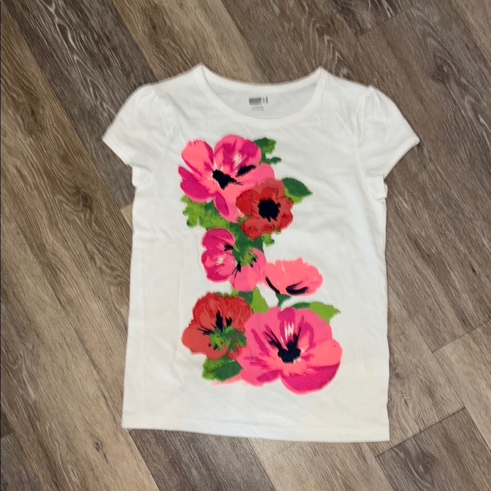 Gymboree Crazy 8 white poppy tshirt girls size L 10/12